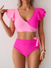 Women High Waisted Bathing Suits Tummy Control Two Piece Swimsuits Ruffle Bikini Sets Criss Cross Ruched Swimwear