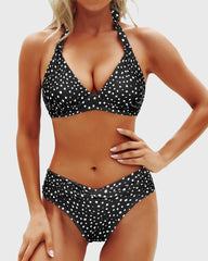 Women Two Piece Bathing Suits Push Up Bikini Set Halter Swimsuit Vintage Swimwear