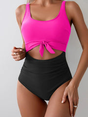 Women One Piece Swimsuit Tummy Control Slimming Bathing Suit Cutout Tie Knot Swimwear