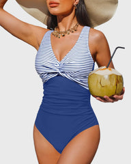 Women Tummy Control One Piece Swimsuit - Push Up Bathing Suit Full Coverage Slimming Swimwear