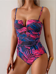 Women Push Up Wrap Front Swimsuit One Piece Tummy Control Bathing Suits Bandeau Support Slimming Swimwear
