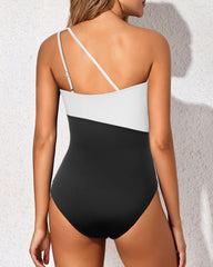 Women One Shoulder One Piece Swimsuit Tummy Control Bathing Suits