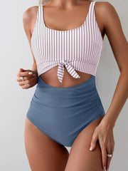 Women One Piece Swimsuit Tummy Control Slimming Bathing Suit Cutout Tie Knot Swimwear