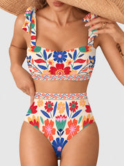 Women Tie Shoulder Bikini Sets 2 Piece Striped Swimsuits High Waisted Bathing Suits