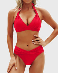 Women Two Piece Bathing Suits Push Up Bikini Set Halter Swimsuit Vintage Swimwear
