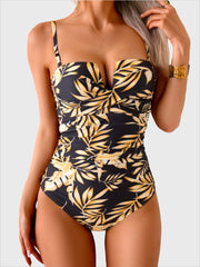 Women Push Up Wrap Front Swimsuit One Piece Tummy Control Bathing Suits Bandeau Support Slimming Swimwear