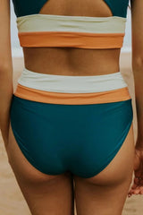 Women High Waisted Bikini Sets Two Piece Swimsuit Color Block Sporty Athletic Moderate Coverage Bathing Suits