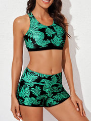 Women Athletic 3 Piece Tankini Swimsuits with Shorts Swim Tank Tops