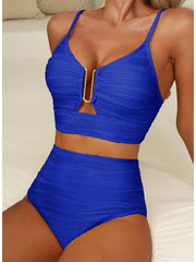 Women 2026 Summer Two Piece Bikini Set U-Wire Cutout High Waisted Swimsuit