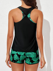 Women Athletic 3 Piece Tankini Swimsuits with Shorts Swim Tank Tops