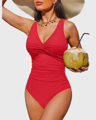Women Tummy Control One Piece Swimsuit - Push Up Bathing Suit Full Coverage Slimming Swimwear