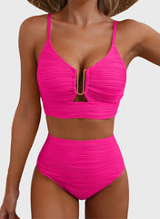 Women 2026 Summer Two Piece Bikini Set U-Wire Cutout High Waisted Swimsuit