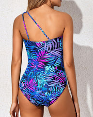 Women One Shoulder One Piece Swimsuit Tummy Control Bathing Suits