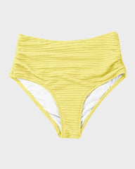 Women Textured Knot Front High Waisted Bikini Set