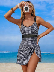 Women New Mesh One Piece Swim Dress Swimsuit Tummy Control Bathing Suit