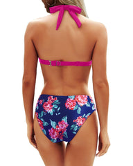 Women Two Piece Bathing Suits Push Up Bikini Set Halter Swimsuit Vintage Swimwear