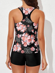 Women Athletic 3 Piece Tankini Swimsuits with Shorts Swim Tank Tops