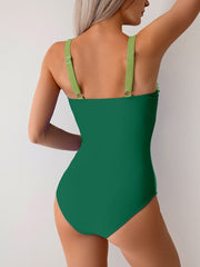 Women One Piece Swimsuit Ruched Tummy Control Bathing Suit Slimming Color Block Swim Suit Swimwear