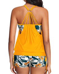 Women Tankini Swimsuits Two Piece Tummy Control Bathing Suit with Shorts