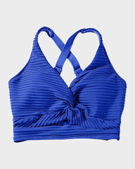 Women Textured Knot Front High Waisted Bikini Set