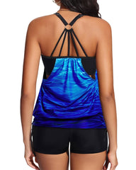 Women Tankini Swimsuits Two Piece Tummy Control Bathing Suit with Shorts