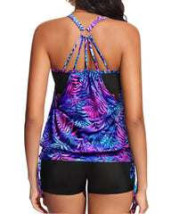 Women Tankini Swimsuits Two Piece Tummy Control Bathing Suit with Shorts