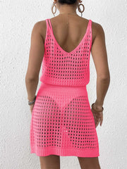 Women Swimsuit Cover Up V Neck Crochet Bathing Suit Bikini Coverups Vacation Cruise Outfits Swimwear Sundress