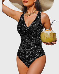 Women Tummy Control One Piece Swimsuit - Push Up Bathing Suit Full Coverage Slimming Swimwear