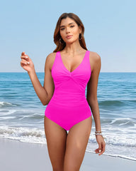 Women Tummy Control One Piece Swimsuit - Push Up Bathing Suit Full Coverage Slimming Swimwear