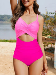Women One Piece Swimsuits Tummy Control Cutout High Waisted Bathing Suit Wrap Tie Back