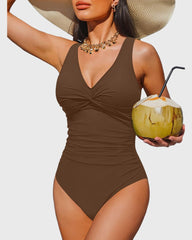Women Tummy Control One Piece Swimsuit - Push Up Bathing Suit Full Coverage Slimming Swimwear