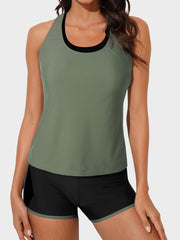 Women Athletic 3 Piece Tankini Swimsuits with Shorts Swim Tank Tops