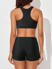 Women Athletic 3 Piece Tankini Swimsuits with Shorts Swim Tank Tops