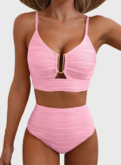 Women 2026 Summer Two Piece Bikini Set U-Wire Cutout High Waisted Swimsuit