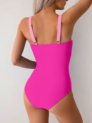 Women One Piece Swimsuit Ruched Tummy Control Bathing Suit Slimming Color Block Swim Suit Swimwear
