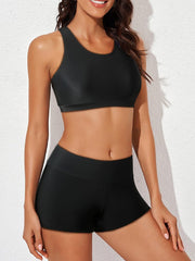 Women Athletic 3 Piece Tankini Swimsuits with Shorts Swim Tank Tops