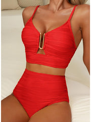 Women 2026 Summer Two Piece Bikini Set U-Wire Cutout High Waisted Swimsuit