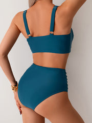 Women High Waisted Bikini Sets Twist Front Two Piece Swimsuit Ruched Tummy Control Bathing Suits