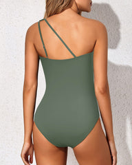 Women One Shoulder One Piece Swimsuit Tummy Control Bathing Suits