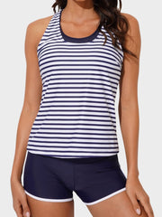 Women Athletic 3 Piece Tankini Swimsuits with Shorts Swim Tank Tops