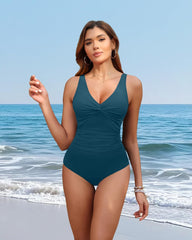 Women Tummy Control One Piece Swimsuit - Push Up Bathing Suit Full Coverage Slimming Swimwear