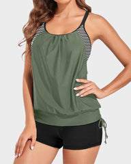 Women Tankini Swimsuits Two Piece Tummy Control Bathing Suit with Shorts