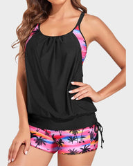 Women Tankini Swimsuits Two Piece Tummy Control Bathing Suit with Shorts