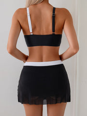 Women High Waisted Bikini Sets Tummy Control Swimsuits Two Piece Bathing Suits Curvy Mesh Swim Skirts