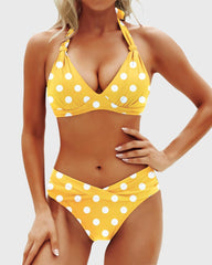 Women Two Piece Bathing Suits Push Up Bikini Set Halter Swimsuit Vintage Swimwear
