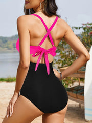 Women One Piece Swimsuits Tummy Control Cutout High Waisted Bathing Suit Wrap Tie Back