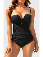 Women Push Up Wrap Front Swimsuit One Piece Tummy Control Bathing Suits Bandeau Support Slimming Swimwear
