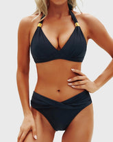 Women Two Piece Bathing Suits Push Up Bikini Set Halter Swimsuit Vintage Swimwear