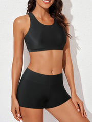 Women Athletic 3 Piece Tankini Swimsuits with Shorts Swim Tank Tops