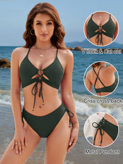 Women Bikini Sets Two Piece Swimsuit 2026 Curvy Cutout String Bathing Suit